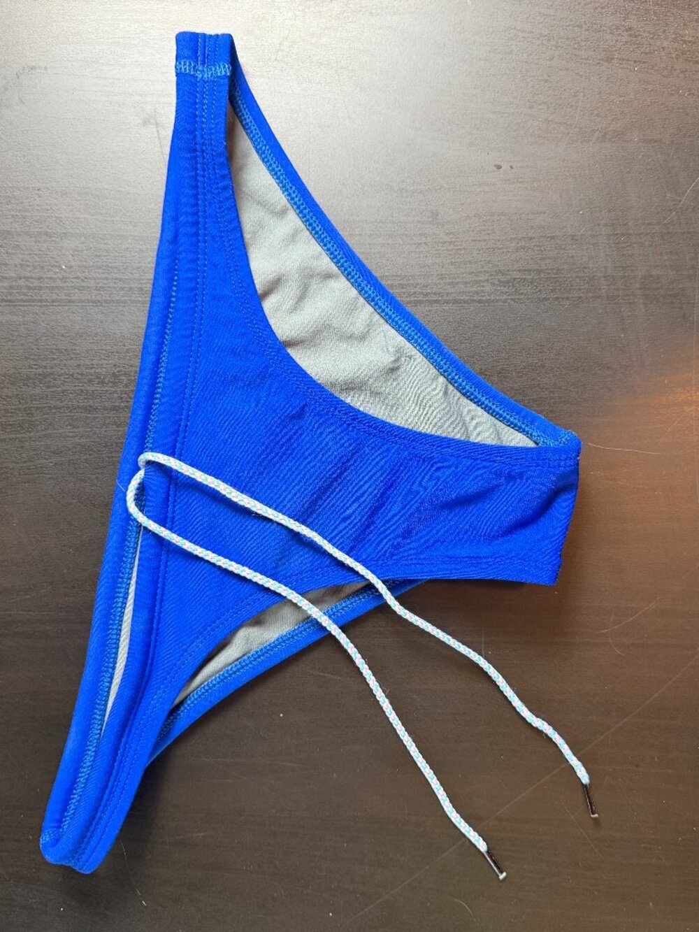 JOLYN Jo Lyn Bright Cobalt Blue Drawstring Swim Bikini Bottoms Size Medium